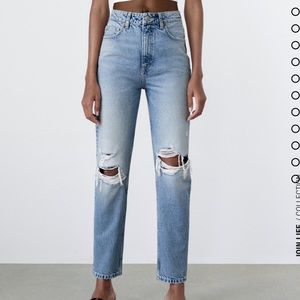 Zara high rise ripped mom jeans